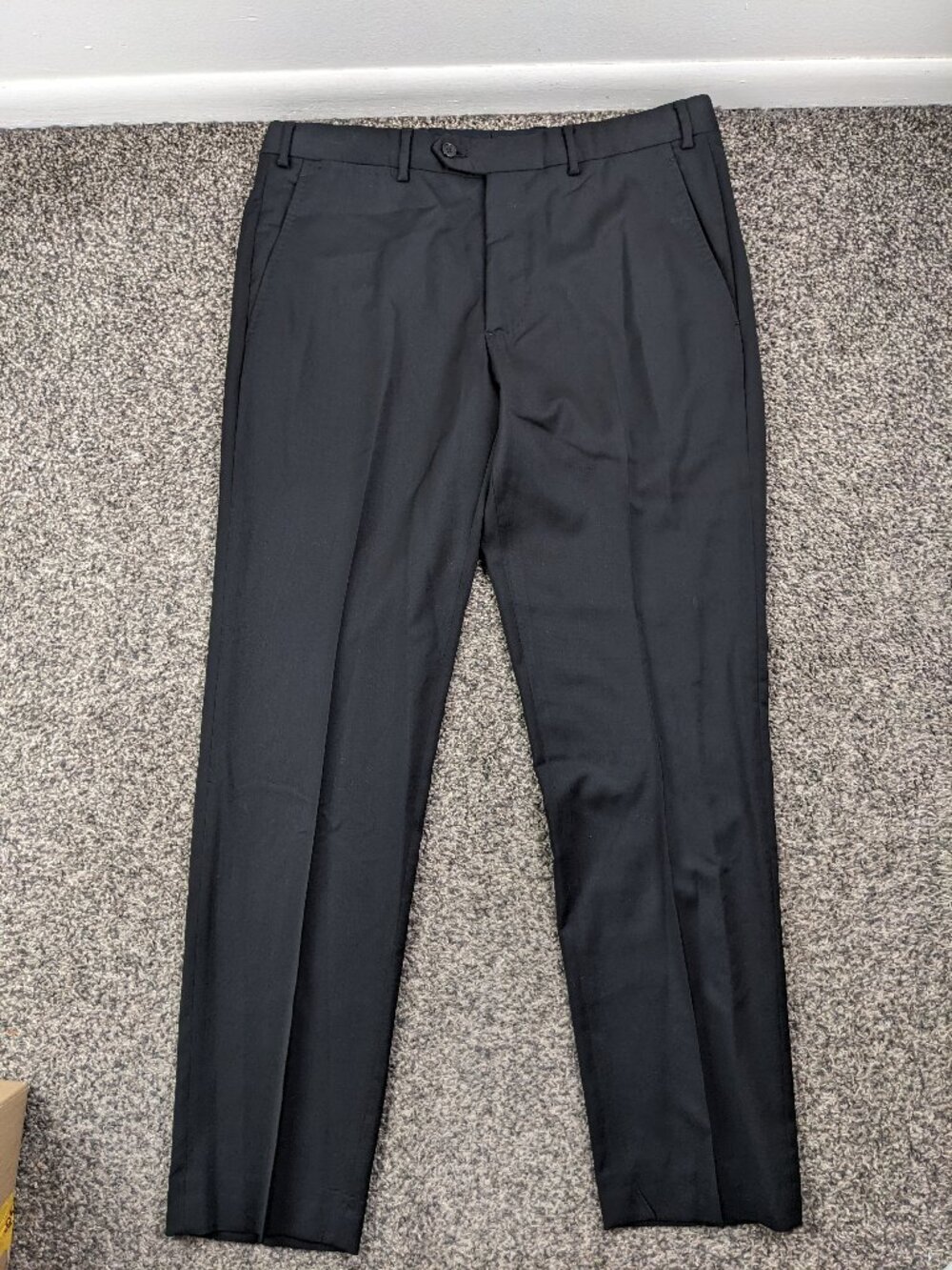 Emporio Armani Dress Pants 100% Virgin Wool Flat Front Black 34x30 Slim Fit
